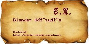 Blander Mátyás névjegykártya
